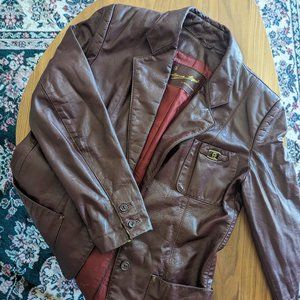 Burgundy genuine leather jacket